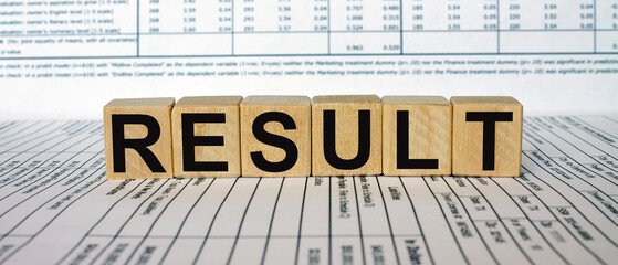 Word Result made with wood building blocks