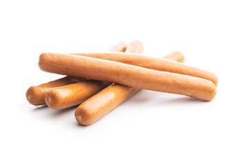 Fresh frankfurter sausages.