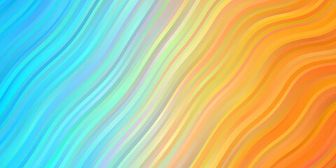 Light Blue, Yellow vector layout with circular arc. Bright sample with colorful bent lines, shapes. Template for your UI design.