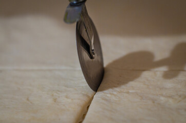 cutting the dough to make bread and different food dishes