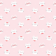 Adorable cat seamless pattern background