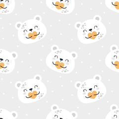 Cute bear planet seamless pattern background