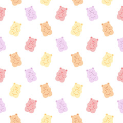 Cute gummy bears seamless pattern background