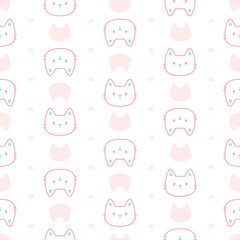 Cute pastel cat seamless pattern background