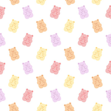 Cute gummy bears seamless pattern background