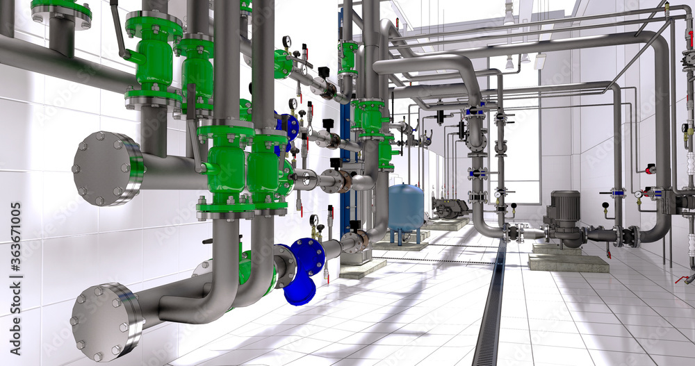 Poster conceptual visualization of drawing style of utilities at bim technology