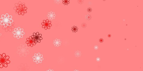 Light Red vector doodle pattern with flowers.