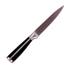 Steel kitchen knife, domestic utensil. Isolated on white background.