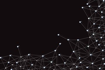 Network abstract connection isolated on black background.Network technology background with dots and lines for backdrop and ai design. Modern abstract concept.Vector illustration of network technology