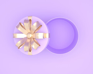 3d gift box with golden bow