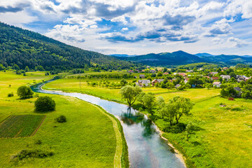 Beautiful nature, colorful Gacka river valley, summer view, Lika region of Croatia