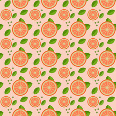 Orange leafs summer bright seamless pattern
