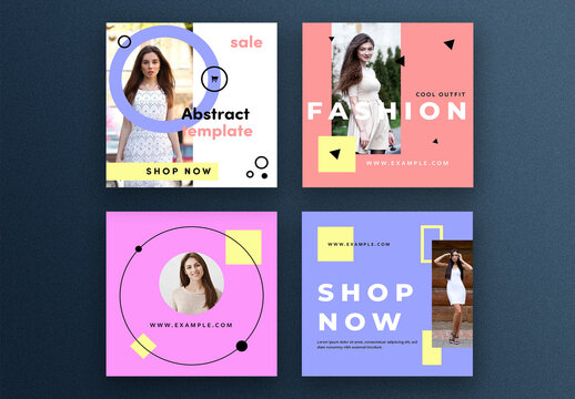 Abstract Social Media Post Layouts with Mutted Accents