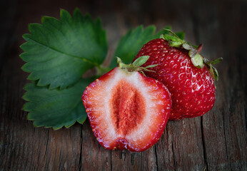 Strawberries on a wooden Board, in a rustic style. The concept of healthy eating.