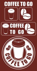 Coffee to go. Set of vector images. Coffee sale design. Simple vector illustration for graphic and web design.