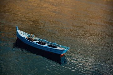 Little Blue Fishing Boat Open Water