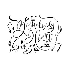 Cute Valentine's day lettering calligraphy composition. Card design.