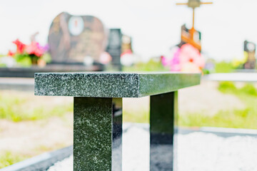 Granite bench on the grave
