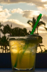 Tropical drink with an ocean view.