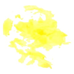Vector watercolor stain and splashes of yellow on a white background, stock illustration for design and decor, banner, template, postcard, card.