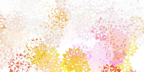 Light pink, yellow vector layout with beautiful snowflakes.