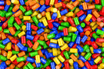 Background from colored steel barrels, 3D rendering