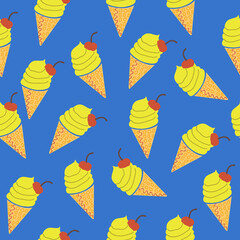 Ice cream cones seamless pattern