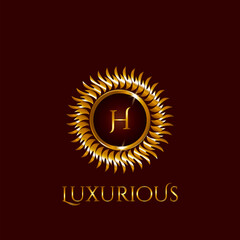 Luxury Golden letter H Circle Logo vector design
