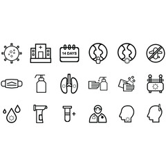  Coronavirus basic line icon design
