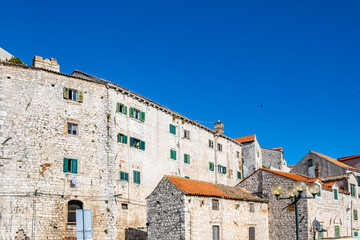 Fototapeta na wymiar Old center of Sibenik,St James cathedral in Sibenik, UNESCO world heritage site in Croatia 