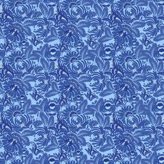 Decorative background from fantasy blue flowers, floral abstraction .Vector, seamless background, floral pattern. For the design of wallpaper, fabric, wrapping paper.