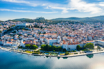Obraz premium Aerial view of the city of Sibenik in the summer morning, Croatia
