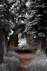 Old gate, avenue in Park, Falkenburg