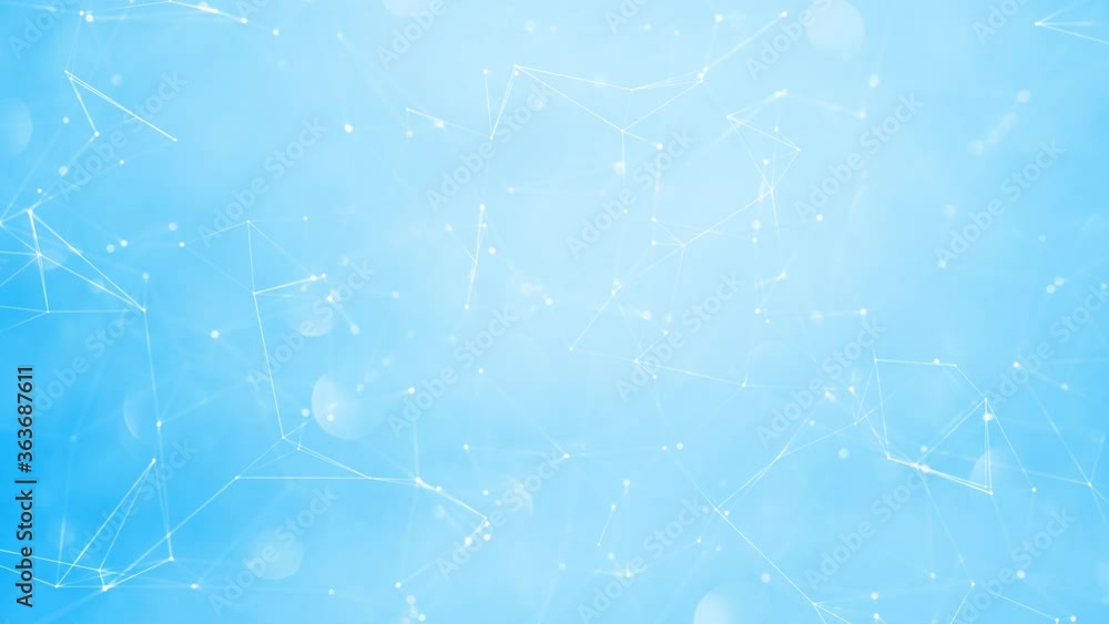 Poster beautiful smooth loop features animated technology based shapes, connected white lines and blurry do