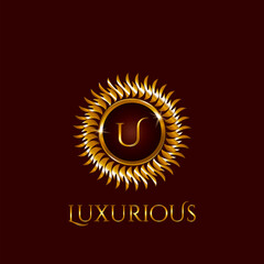 Luxury Golden Letter U Circle Logo vector design