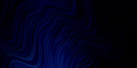 Dark BLUE vector background with curves. Bright sample with colorful bent lines, shapes. Pattern for websites, landing pages.