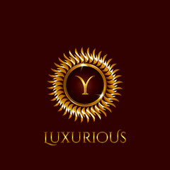 Luxury Golden Letter Y Circle Logo vector design