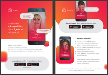 App Design Flyer Layout with Smartphone Screen in Colorful Pink and Orange Gradient Accents