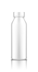 Yoghurt, milk, juice or shampoo bottle with lid mockup isolated on white background. Plastic package design. Blank food, cosmetic or detergent product. Container template. 3d vector illustration