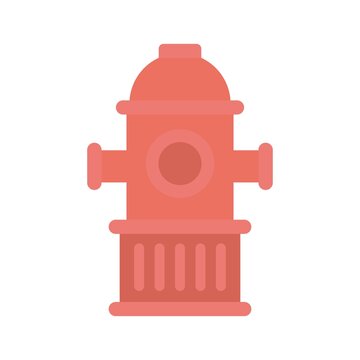 Red fire hydrant icon illustration in flat design style.