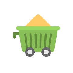 Concrete buggy, cement hand cart icon illustration in flat design style. Wheelbarrow, construction trolley.
