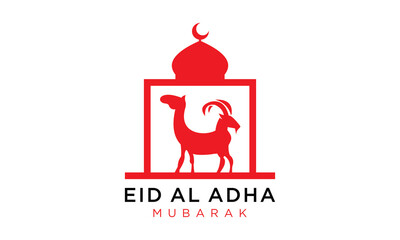 Eid Al Adha Mubarak the celebration of Muslim community festival background design with camel  and goat 