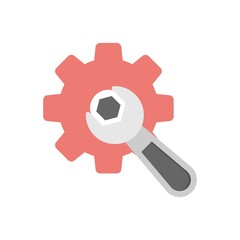 Cogwheel and wrench icon illustration. Repair, maintenance sign.