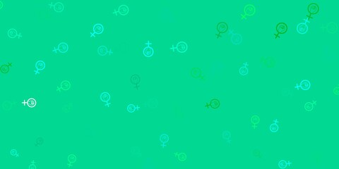 Light Green vector background with woman symbols.