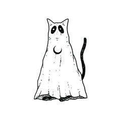 Awesome Ghost Cat design illustration