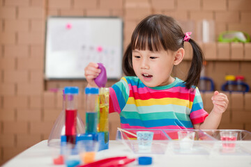 toddler girl  play science experiments for homeschooling