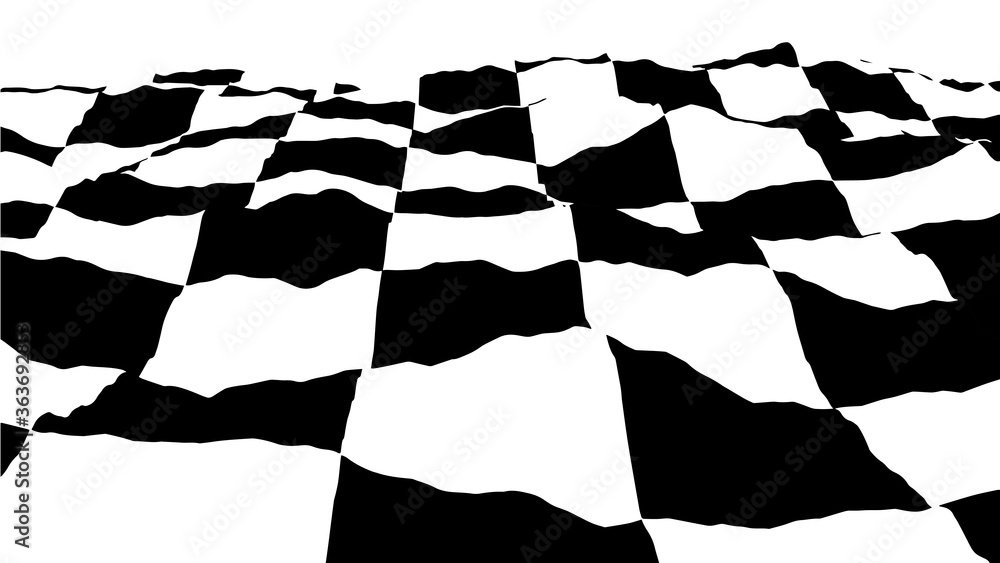 Aufkleber optical illusion wave. chess waves board. abstract 3d black and white illusions. horizontal lines st