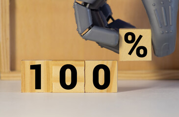 The term 100 in old letterpress printing blocks isolated on a white background.