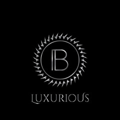 Luxury letter B Circle Logo vector design silver color