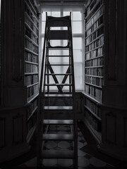 stairs in the old building with bookshelves © Agata Carr
